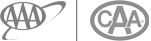 The image shows two logos: one with "AAA" and another with "CAA" inside circular designs.