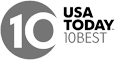 The image shows a logo featuring "10" within a circle and "USA TODAY 10BEST" written to the right.